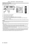 Page 60Chapter 3 Basic Operations — Switching on/off the projector
60 - ENGLISH
Switching on the projector
Install the projection lens before switching on the projector.
Remove the lens cover first.
2)4)
4)
3)
1)
1) Connect the power cord to the projector .
2)  
Connect the power plug to an outlet.
3)

 
Press the  side of the  switch to turn on the power
 .
 fThe power indicator  lights in red, and the projector enters the standby mode.
4)
 
Press the power on < b

> button.
 fThe power indicator  lights in...