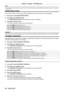 Page 92Chapter 4 Settings — [PICTURE] menu
92 - ENGLISH
Note
 fIf you press  w while the adjustment value is [+15], the value will become [0]. If you press  q while the adjustment value is [0], the value will 
become [+15].
[NOISE REDUCTION]
You can reduce noises when the input image is degraded and noise is occur\
ring in the image signal.
1)
 
Press 
 as to select [NOISE REDUCTION].
2)
 
Press 
 qw or the  button.
 fThe 

[NOISE REDUCTION] individual adjustment screen is displayed.
3)
 
Press 
 qw to switch...