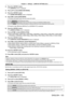 Page 103Chapter 4 Settings — [DISPLAY OPTION] menu
ENGLISH - 103
2) Press the  button.
 fThe 

[RGB IN] screen is displayed.
3)
 
Press 
 as to select [RGB2 EDID MODE].
4)
 
Press the  button.
 fThe 

[RGB2 EDID MODE] screen is displayed.
5)
 
Press 
 qw to switch [EDID MODE].
 fThe items will switch each time you press the button.
[DEFAULT] Standard setting.
[SCREEN FIT] Changes the EDID data according to the [SCREEN FORMAT] setting.
[USER] Sets the [RESOLUTION] and [VERTICAL SCAN FREQUENCY] items as EDID....