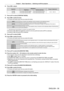 Page 59Chapter 3 Basic Operations — Switching on/off the projector
ENGLISH - 59
6) Press qw to adjust.
Operation Adjustment
Range of adjustment
Brightness Runtime (estimate)
Press w. The screen becomes brighter. The runtime becomes shorter.
8.0
  % - 100.0   %
Press q. The screen becomes darker. The runtime becomes longer.
7) Press 
as to select [CONSTANT MODE].
8)  
Press 
 qw to switch the item.
 fThe items will switch each time you press the button.
[OFF] Does not perform the brightness control (correction...