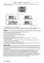 Page 20Chapter 1 Preparation — Precautions for use
20 - ENGLISH
 fPrevent hot and cool air from the air conditioning system to blow directly to the ventilation ports (intake and 
exhaust) of the projector
.
100 mm (3-15/16) or longer
500 mm (19-11/16) or longer 500 mm (19-11/16) or longer
500 mm (19-11/16) or longer
 f Do not install the projector in a confined space.
When installing the projector in a confined space, provide air conditioning or ventilation separately . Exhaust heat 
may accumulate when the...