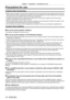 Page 18Chapter 1 Preparation — Precautions for use
18 - ENGLISH
Precautions for use
Cautions when transporting
 fBefore using the projector , remove the dust sponge from the mounting portion of the projection len\
s and store it 
for the future use. When transporting the projector, remove the projection lens before attaching the dust sponge. 
Otherwise dust will accumulate inside and may cause malfunctions.
 f T

ransport the projector with 2 or more people. Failure to do so may drop \
the projector, which may...