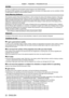 Page 22Chapter 1 Preparation — Precautions for use
22 - ENGLISH
Art-Net
“Art-Net” is an Ethernet communication protocol based on the TCP/IP protocol.
By using the DMX controller and the application software, illumination and stage system can be controlled. Art-Net 
is made based on DMX512 communication protocol.
Early Warning Software
The projector supports “Early Warning Software”, which monitors the status of the display (projector or flat panel 
display) and the peripheral devices inside an intranet, and...