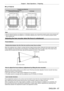 Page 67Chapter 3 Basic Operations — Projecting
ENGLISH - 67
 rFor PT- RS11K
Projection lens Model No.
ET
-

D75LE8, ET
-

D75LE10, ET
-
 D75LE20, 
ET
-

D75LE30, ET
-

D75LE40 ET
-

D75LE6
Projected image width H
Standard projection position
Projected image height V
0.3 H 0.3 H
0.1 V
0.1 V
0.5 V 0.5 V
Projected image width H
Standard projection position
Projected image height V
0.2 H 0.2 H
0.4 V0.4 V0.12 V
0.12 V
Note
 f When the optional Fixed-focus Lens (Model No.: ET- D75LE50) is attached, use it in the...