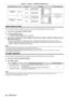 Page 96Chapter 4 Settings — [ADVANCED MENU] menu
96 - ENGLISH
Blanking correction Item OperationAdjustmentRange of adjustment
Left side of the  screen [LEFT]Press w.
The blanking zone 
moves to the right.
PT-
RZ12K: Left to right 
0 - 959
PT
-

RS11K: Left to right  0 - 699
Press q.
The blanking zone 
moves to the left.
Right side of the  screen [RIGHT]Press q.
The blanking zone 
moves to the right.
Press w.The blanking zone 
moves to the left.
[INPUT RESOLUTION]
You can adjust to achieve an optimal image when...