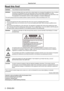 Page 2Read this first!
2 - ENGLISH
Read this first!
WARNING:THIS APPARATUS MUST BE EARTHED.
WARNING:  To prevent damage which may result in fire or shock hazard, do not expose this appliance to rain or moisture.
This device is not intended for use in the direct field of view at visual display workplaces.  To avoid 
incommoding reflexions at visual display workplaces this device must not be placed in the direct field of view .
The equipment is not intended for used at a video workstation in complia\
nce...