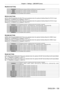 Page 159Chapter 4 Settings — [SECURITY] menu
ENGLISH - 159
 r[SDI3/4 BUTT ON]
[TOGGLE] Switches between [SDI3] and [SDI4] when the button is operated.
[SDI3] Fixes to selection operation of the SDI3 input.
[SDI4] Fixes to selection operation of the SDI4 input.
[DISABLE] Disables button operations.
 r[DVI-D BUTT ON]
[DVI-D1 [SLOT1]] and [DVI-D2 [SLOT1]] can be selected when the optional Interface Board for DVI-D 2 input 
(Model No.: ET
-

MDNDV10) is installed in .
[DVI-D3 [SLOT2]] and [DVI-D4 [SLOT2]] can be...