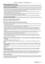Page 17Chapter 1 Preparation — Precautions for use
ENGLISH - 17
Precautions for use
Cautions when transporting
 fBefore using the projector , remove the dust sponge from the mounting portion of the projection lens and store it 
for the future use. When transporting the projector, remove the projection lens before attaching the dust sponge. 
Otherwise dust will accumulate inside and may cause malfunctions.
 f T

ransport the projector with 2 or more people. Failure to do so may drop the projector , which may...