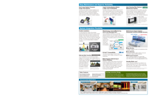 Page 3
Multi-Screen Support System Seamlessly Connects Multiple ScreensWeb Browser Control/Monitoring and E-mail Message Alert
The PT-DW6300US/D6000US can be easily operated remotely over a LAN network, because it is all done using the computers familiar web browser. Furthermore, the projector sends an e-mail message to notify the operator when an error has occurred, or a lamp needs to be replaced.
   Edge BlendingThe edges of adjacent screens can be blended and their luminance controlled.
   Color...