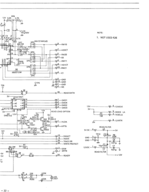 Page 25RP6 12V 3SK 2 i--.7K 
1 -
l ll -, ,, . 
1 
~I 15 
8J 
I J:C~OV 
iP  . 
4.7K 
25V • 42322 21 DP7 OPZMA151WKb:51 
MA159 r;:- 
gCcAI ,18 ,-1 
~z V> 16 Jr.~ "-:~ ~ ~ ~ I~ 7 AI2 19 z. K Qf'~ 
~ ~oWT1'2 :;;: 2 N 1 
88 8~~ . RP6 DP3l,: . 
, 8711 
 
Z.7K .-:: 
DPo 
R6 1= 
680Q1f2W 
~p; 
TP6 
0 -.-
7 
5 
11 
6 
_. 
 
• 
RW10 
l·moCT 
, 
R 
RW20 
o 
Rwn 
HOlel 
W21 
E1 
, 
m=
GND GND 1 GND 
-w-L-NC 
1 . 5a'------~L )( 30 -READ DATA 
• 
• 5MD3 
 : HEAD LOAD  OPTION 
03 DM51A Z I 
I 
I 
I 
I 
TP7 
±...