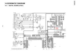 Page 26214 SCHEMATIC DIAGRAM14.1. DIGITAL BOARD (PCB1)
+5VD
-2
IC611
5
6
7
+5VD
+5VD
+5VD
+5VD
IC608
64Mbit SDRAM1
VCC-1
2
DQ0
3
VCCQ-3
4
DQ1
5
DQ2
6
VSSQ-6
7
DQ3
8
DQ4
9
VCCQ-9
10
DQ5
11
DQ6
12
VSSQ-12
13
DQ7
14
VCC-14
15
DQML
16WE
17CAS
18RAS
19CS
20
A13
21
A12
22
A10
23
A0
24
A1
25
A2
26
A3
27
VCC-27 28
VSS-28 29
A4 30
A5 31
A6 32
A7 33
A8 34
A9 35
A11 36
N.C.-36 37
CKE 38
CLK 39
DQMU 40
N.C.-40 41
VSS-41 42
DQ8 43
VCCQ-43 44
DQ9 45
DQ10 46
VSSQ-46 47
DQ11 48
DQ12 49
VCCQ-49 50
DQ13 51
DQ14 52
VSSQ-52 53
DQ15...