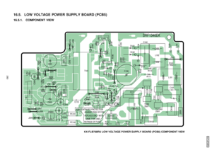 Page 28316.5. LOW VOLTAGE POWER SUPPLY BOARD (PCB5)16.5.1. COMPONENT VIEW
D202
IC2021 D201
1IC201
C205 C204
C203
VR201
J207
J201
J213
J204
J212
J211J208
J209
R208R206
R207
D203
L204
L205 1
10
CN201
C209
C201
AK
R
R229 R203
R202
D105
C119
R106
J110L108 D106
D109
L104
C202J214
L206
T101
L105
Q101
GS
D
TH101
C106
C109 R105
R104
C108
J103
C105
J107
IC101
J108
1
J105
J106R109
R108
R103
D108
D107
C110
L107
C103
D104
D103
D102
D101 L102
C102
SRF1346EK
J101
R101
T5AH 250V
T3.15AH250V C101
C104
L101
R110
R102
R111
230V...