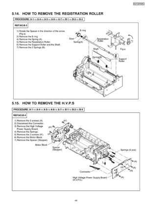 Page 495.14. HOW TO REMOVE THE REGISTRATION ROLLER
5.15. HOW TO REMOVE THE H.V.P.S
49
KX-FLB75 8RU
Downloaded From ManualsPrinter.com Manuals 