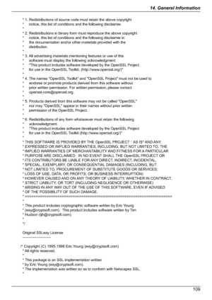 Page 10910914. General InformationDownloaded From ManualsPrinter.com Manuals  * 1. Redistributions of source code must retain the above copyright
  *     notice, this list of conditions and the following disclaimer. 
  *
  * 2. Redistributions in binary form must reproduce the above copyright
  *     notice, this list of conditions and the following disclaimer in
  *     the documentation and/or other materials provided with the
  *     distribution.
  *
  * 3. All advertising materials mentioning features or...