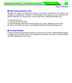 Page 192 
Settings and Printing 
Network
Networ
k
Maintenance and Spec.
Settings and Printing  
Network
Networ
k
Maintenance and Spec.
Downloaded From ManualsPrinter.com Manuals 