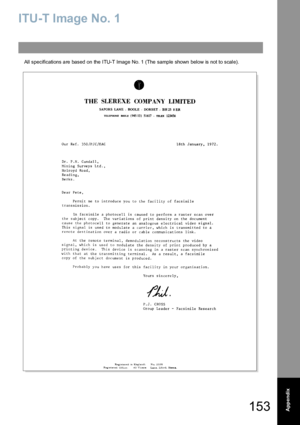 Page 153153Appendix
ITU-T Image No. 1
All specifications a re based on the ITU-T Image No. 1  (The samp le shown below is not to scale).
Downloaded From ManualsPrinter.com Manuals 