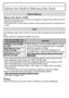 Page 14VQT2K50 (ENG)14
About the Built-in Memory/the Card
•Memory size: Approx. 40 MB•The built-in memory can be used as a temporary storage device when the card 
being used becomes full.
•The access time for the built-in memory may be longer than the access time for 
a card.
The following cards which conform to the SD video standard can be used with this 
unit.
(These cards are indicated as card  in the text.)
•Only cards bearing the SDHC logo (indicating that the card conforms to SD 
video standards) may be...