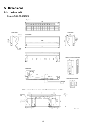 Page 1010
5 Dimensions
5.1. Indoor Unit 