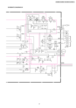 Page 77SCHEMATIC DIAGRAM 3/4
TESTR02       1kR01
10k
R32
150k
4.096 MHz
(47pF X 2) 
R41
1k Q03
C143XKTXR44
1kC16
0.01µ
R37
10k 
12
R38JX1
C15
0.01µR43
R79
10k 
X01
CN-ION4
3
2
1
C37
0.01µQ05
C2412KTXC10
0.1µ
16V
JP3
R49     1k
JP4
C17
3300µ
35VC14
470µ
25VC11
100µ
16V
IC03
G I
5V 12VI
G IC04
DB01T01
5
8
13 2REGULATOR
REGULATOR
+~
~OO
TEMPERATURE
FUSE
TO OUTDOOR
RY-PWR
AC-WHT T 2A L 250VFUSE
P L
RED
BLU
RY-HOTCT01
R35
D14D13
C09C06
HOT
FM
SSR02
e c
b Q08 R61
10k
R67
R62
C36
Q07
R64
6.2k
D01
R63
6.2k
c
b
eC32...