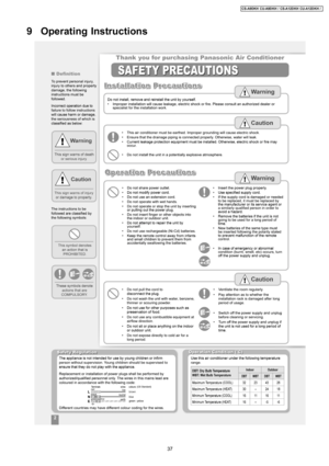 Page 379 Operating Instructions
37
CS-A9DKH CU-A9DKH / CS-A12D KH CU-A12D KH / 