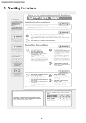 Page 309 Operating Instructions
30
CS-C9DKZW CU-2C18DKH / CS-C9DKZW CU-3C20DKH 