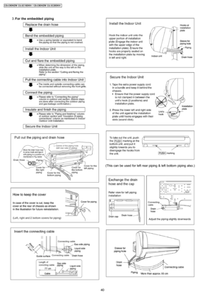 Page 40 3. For the embedded piping
(This can be used for left rear piping & left bottom piping also.)
40
CS-C9DKZW CU-2C18DKH / CS-C9DKZW CU-3C20DKH 