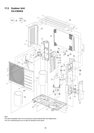 Page 5858
17.2. Outdoor Unit
CU-C9GKQ
Note:
The above exploded view is for the purpose of parts disassembly and replacement. 
The non-numbered parts are not kept as standard service parts. 