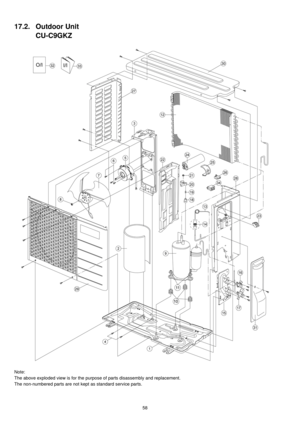 Page 5858
17.2. Outdoor Unit
CU-C9GKZ
Note:
The above exploded view is for the purpose of parts disassembly and replacement. 
The non-numbered parts are not kept as standard service parts. 