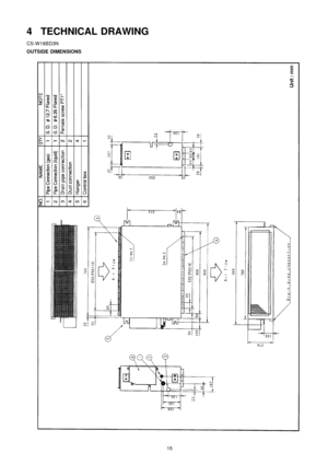 Page 154 TECHNICAL DRAWING
CS-W18BD3N
OUTSIDE DIMENSIONS
15 