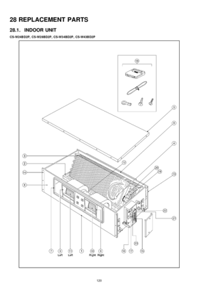 Page 12028 REPLACEMENT PARTS
28.1. INDOOR UNIT
CS-W24B D2P, CS-W2 8BD2P , CS-W3 4BD2P , CS-W43B D2P
120 