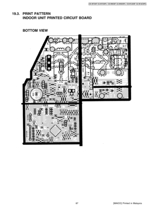 Page 8719.3. PRINT PATTERN
INDOOR UNIT PRINTED CIRCUIT BOARD
BOTTOM VIEW
87
CS-W7CKP CU-W7CKP 5 / CS-W9CKP CU-W9CKP 5 / CS-W12CKP CU-W12CKP5
[MAICO] Printed in Malaysia 