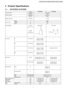 Page 73 Product Specifications
3.1. CS-W7DKE CU-W7DKE
UnitCS-W7DKECU-W7DKE
Cooling CapacitykW (kcal/h)2.30 (1,980)
BTU/h7,840
Heating CapacitykW (kcal/h)2.45 (2,110)
BTU/h8,350
Moisture Removall/h (Pint/h)1.5 (3.2)
PhaseøSingle
Power SourceVoltageV230
CycleHz50
Airflow MethodOUTLET
INTAKE
SIDEVIEWTOP VIEW
Air VolumeLom3/min (cfm)Cooling; 5.8 (203)—
Heating; 6.3 (220)
Mem3/min (cfm)Cooling; 6.9 (245)—
Heating; 7.0 (250)
Him3/min (cfm)Cooling; 7.9 (280)Cooling; 26.0 (920)
Heating; 9.1 (320)
SHim3/min...