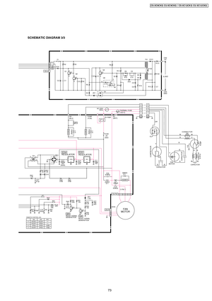 Page 73SCHEMATIC DIAGRAM 3/3
IC03
G I16VC115V 12VI
G
IC04
C1735V
(NHG)
DB01
C1425V60Hz
AC 230V
MOTORFAN
CN-FM5 4 3 1
CN-FB1(XH3)
RY-PWRAC
(WHT)
T01
5
8
13 2
511 ZNR01
REGULATOR
REGULATOR
+~
~
C-FM
C03
SSR01
511 ZNR03
L01
C19
1.3k R03C07
10k R37C15JX4R3810k R40
JX3
24k R42
RX1 R43
JX1
C18c
eb
R50
100k R49
1kR51
10k
c
eb6.2kR54
10k R53 6.2kR52
ZD1
7.5V
Q05Q06
50VC21
GENERATION RESET SIGNAL
GENERATION RESET SIGNALREMOTE CONTROL NO.
SHORT
SHORT
OPEN
SHORTSHORT
OPEN
OPEN
OPEN 1 0
3 2JX3 JX4 RX1
10K10K
2
1 2
FUSE
2A...