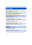 Page 114- 114 -
Others
Message Display
Confirmation messages or error messages will be displayed on the screen in some cases.
The major messages are described below as examples.
[This picture is protected]
>Delete the picture after canceling the protect setting.  (P94)
[Some pictures cannot be deleted]/[This picture cannot be deleted]
•
Pictures not based on the DCF standard cannot be deleted.
> Format the card after saving necessary data on a PC etc.  (P44)
[Built-in memory full]/[Memory card full]/[Not enough...