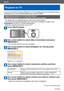 Page 209Wi-Fi
Playback on TV
VQT4T08- 209 -
You can use the Wi-Fi function [Playback on TV] to display pictures on a television that is 
compatible with a DLNA certified digital media renderer (DMR).
Displaying the picture on TV right after taking it/ 
Displaying the picture on TV by playing it back on the camera
 • For details about compatible devices, refer to the website below. http://panasonic.jp/support/global/cs/dsc/ (This site is available in English only .)
Preparations: Set the TV to DLNA

 waiting...