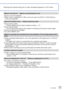 Page 7372   VQT3E45VQT3E45   73
Meanings and required responses to major messages displayed on LCD monit\
or.Message displays
[Some pictures cannot be deleted]     [This picture cannot be deleted]
 
●Non-DCF pictures ( →22) cannot be deleted.
  →  Save needed data on a computer or other device, and then use [Format] on\
 the 
camera. (→30)
[No additional selections can be made]
 
●The number of pictures that can be deleted at once has exceeded. 
●More than 999 pictures have been set as [Favorite]. 
●The number...