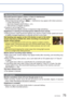 Page 7574   VQT3E45VQT3E45   75
 
Q&A 
 Troubleshooting
Try checking these items (→74 - 79) first.
If the problem persists, performing [Reset] in the [Setup] menu may reso\
lve the issue.
(Note that except for some items such as [Clock Set], all settings are \
returned to their 
values from the time of purchase.)
Battery, power
Camera does not work even if power is turned on.
 
●Battery is not inserted correctly (→11), or needs recharging.
The power cuts off during use.
 
●Battery needs recharging. 
●Camera is...