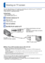 Page 116116   VQT3G90VQT3G90   117
 
Viewing on TV screen
You can view pictures on a TV screen by connecting your camera to your TV with the AV 
cable (supplied) or HDMI mini cable (optional).
 
●Also consult TV operating manual.
Getting Ready:  • Set [TV Aspect]. ( →47)
 • Turn off both camera and TV.
Connect camera to TV
Turn on TV
 
●Set to auxiliary input.
Turn on camera
Set REC/PLAY switch to 
Check socket direction and insert 
straight in. 
(Damage to socket shape can lead to 
faulty operation.)
AV cable...