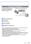Page 117116   VQT3G90VQT3G90   117
 
Viewing on TV screen
You can view pictures on a TV screen by connecting your camera to your TV with the AV 
cable (supplied) or HDMI mini cable (optional).
 
●Also consult TV operating manual.
Getting Ready:  • Set [TV Aspect]. ( →47)
 • Turn off both camera and TV.
Connect camera to TV
Turn on TV
 
●Set to auxiliary input.
Turn on camera
Set REC/PLAY switch to 
Check socket direction and insert 
straight in. 
(Damage to socket shape can lead to 
faulty operation.)
AV cable...