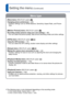 Page 4040   VQT3G90VQT3G90   41
Setting the menu (Continued)
Menu type
[Rec] menu (REC/PLAY switch: )
Changing picture preferences (→85)  • Displays settings such as White Balance, Sensitivity, Aspect Ratio, and Picture Size.
[Motion Picture] menu (REC/PLAY switch: )
Recording motion pictures using your own settings  (→96)
 • You can select the picture quality, data format (recording mode) and other settings.
[GPS] menu (REC/PLAY switch:  )
Using the GPS function  (→75)
 • You can select the GPS setting,...