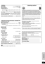 Page 4545
RQT9129
Power supplyAC 120 V, 60 Hz
iPod ConnectorDC OUT 5 V 500 mA MAX
Power consumption 140 W
Dimensions (WtHtD)
With transmitter
430 mmk96 mmk327 mm (16
15/16zk325/32zk127/8z)
Without transmitter
430 mmk90 mmk327 mm (16
15/16zk39/16zk127/8z)
Mass (Weight)Approx. 4.1 kg (9.1 lbs)
(Dimensions and Mass do not include the speakers.)
Operating temperature range 0
oC to r40oC (r32oF to r104oF)
Operating humidity range 35 % to 80 % RH (no condensation)
∫AMPLIFIER SECTIONRMS TTL Power Output250 W
Surround...