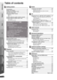 Page 44
RQT9510
Table of contents
Accessories ........................................................2
Safety precautions .............................................2
Caution for AC Mains Lead ...............................3
Unit and media care ...........................................3
Using the remote control ..................................5
Batteries ................................................................. 5
Use ......................................................................... 5...