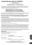 Page 51Reference
51
VQT3D27
Limited Warranty (Only for CANADA)
Panasonic Canada Inc.
5770 Ambler Drive, Mississauga, Ontario L4W 2T3
PANASONIC PRODUCT - LIMITED WARRANTY
Panasonic Canada Inc. warrants this product to be free from defects in material and workmanship under normal use and for a 
period as stated below from the date of orig inal purchase agrees to, at its option either (a) repair your product with new or 
refurbished parts, (b) replace it with a new or a refurbished equi valent value product, or...