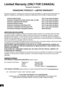 Page 2020
Limited Warranty (ONLY FOR CANADA)
Panasonic Canada Inc.
PANASONIC PRODUCT—LIMITED WARRANTY
Panasonic Canada Inc. warrants this product to be free from defects in material and workmanship and 
agrees to remedy any such defect for a period as stated below from the date of original purchase.
LIMITATIONS AND EXCLUSIONS
This warranty does not apply to products purch ased outside Canada or to any product which has been 
improperly installed, subjected to usage for whic h the product was not designed,...