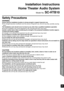 Page 2121
Operating Instructions
Installation Instructions
Installation Instructions
Home Theater Audio System
Model No. SC-HTB10
Safety Precautions
WA R N I N GEnsure that the installation location is strong enough to support long-term use.
≥ If its strength becomes insufficient  over the course of long-term use, the unit may drop, possibly causing 
injury.
The installation work should never be done by any other than a qualified installation specialist.
≥ Incorrect installation may cause equipment to fall, and...