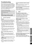 Page 21Reference
Operations
21
Troubleshooting
Before requesting service, make the following 
checks. If you are in doubt about some of the check 
points, or if the solutions indicated in the following 
guide do not solve the problem, refer to “Customer 
Services Directory (United States and Puerto Rico)” 
on page 26 if you reside in the U.S.A. or Puerto 
Rico, or refer to “WARRANTY SERVICE” on 
page 27 if you reside in Canada.
No power.
≥Insert the AC power supply cord securely. (>17)
≥After turning this unit...