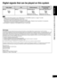 Page 3RQTX0165
3
Before use
Digital signals that can be played on this system
FCC Note:
This equipment has been tested and found to comply with the limits for a Class B digital device, pursuant to Part 15 of the FCC Rules.
These limits are designed to provide reasonable protection against harmful interference in a residential installation. This equipment generates, uses 
and can radiate radio frequency energy and, if not installed and used in accordance with the instructions, may cause harmful interference to...