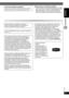 Page 13ESPAÑOL
13
RQT8043
RQTX0033
PARA EMPEZAR
Nota sobre la utilización de DualDiscEl lado con contenido de audio digital de DualDisc no cumple 
las especi caciones técnicas del formato Compact Disc Digital 
Audio (CD-DA) por lo que no será posible la reproducción.
7 Discos que no se pueden reproducirVersión DVD-RW 1.0, DVD-Audio, DVD-ROM, CD-ROM, 
CDV, CD-G, SACD, Photo CD, DVD-RAM que no pueden 
quitarse del cartucho, 2.6-GB y 5.2-GB DVD-RAM, y 
“Chaoji VCD” disponible en el mercado incluido CVD, 
DVCD y...