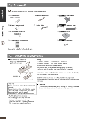 Page 6  
 
ROMÂNĂ  PRIMII PAŞI 
     
6 
  Accesorii 
 
 Vă rugăm să verificaţi şi să identificaţi următoarele accesorii. 
 
