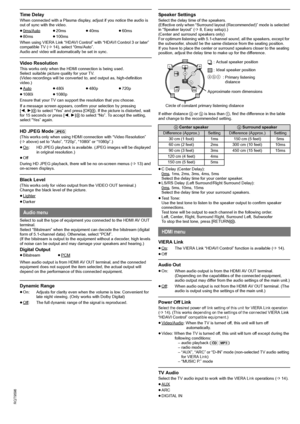 Page 1616
RQT9596
Getting Started Playing Discs Other Operations Reference
  
Select to suit the type of equipment you connected to the HDMI AV OUT 
terminal.
Select “Bitstream” when the equipment can decode the bitstream (digital 
form of 5.1-channel data). Otherwise, select “PCM”.
(If the bitstream is output to the equipment without a decoder, high levels 
of noise can be output and may damage your speakers and hearing.)
Digital Output
When audio output is from HDMI AV OUT terminal, and the connected...